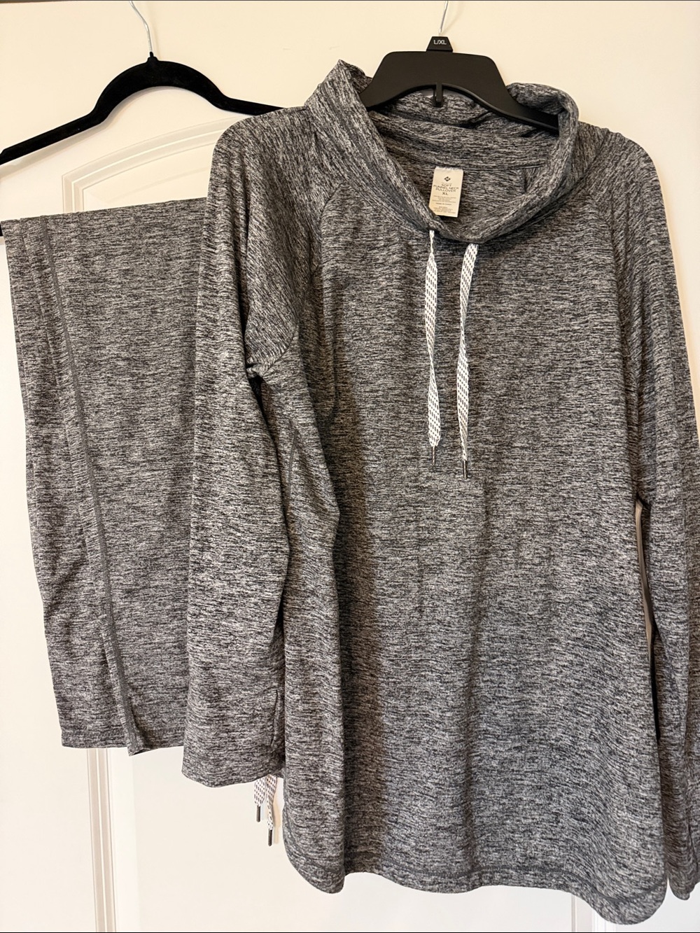 Cozy Women's Heather Gray Pajama Set - Soft Cowl Neck Top & Pants